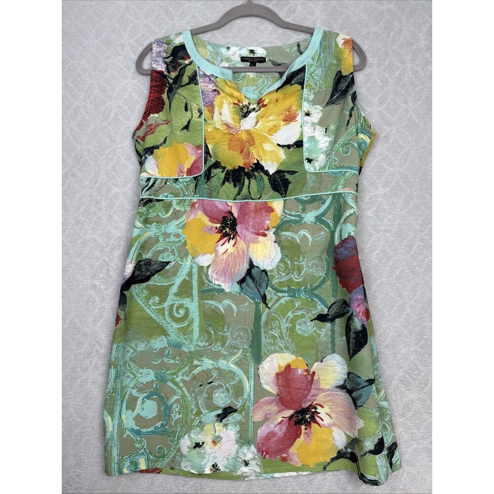 Alberto Makali Sheath Dress Large Floral Sleeveless Retro Feminine Spring Easter